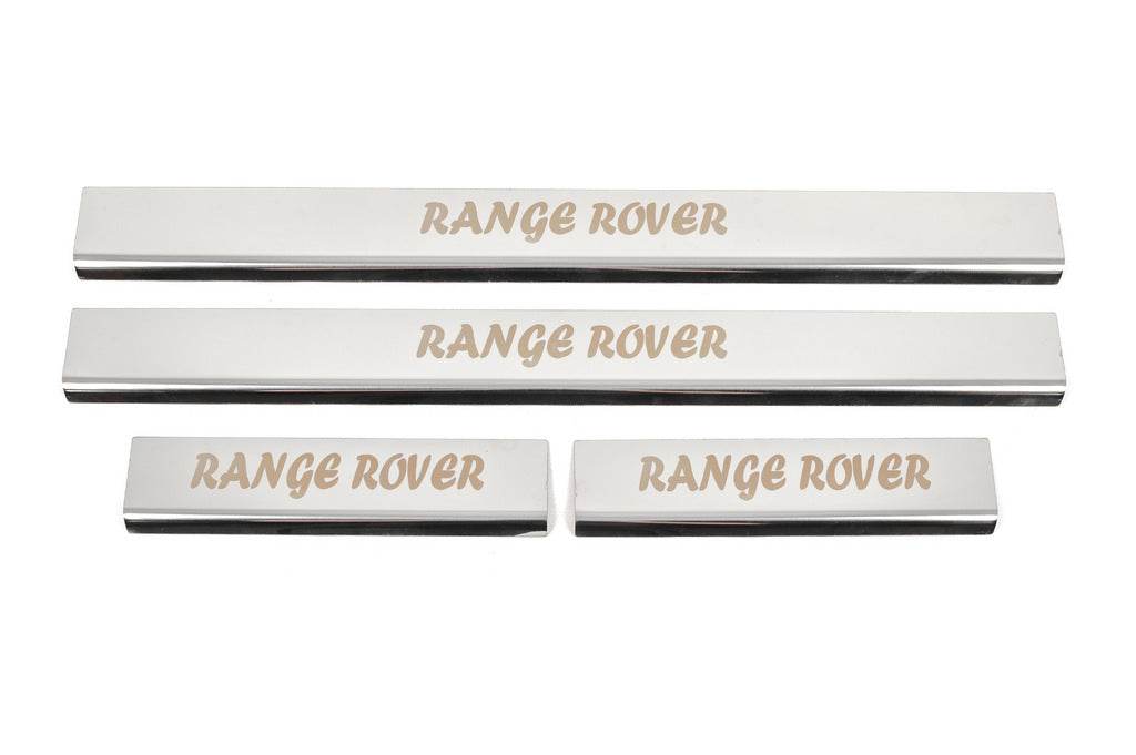 Threshold pads (Carmos, 4 pcs., stainless steel) for Range Rover III L322 2002-2012 - Reelken Auto