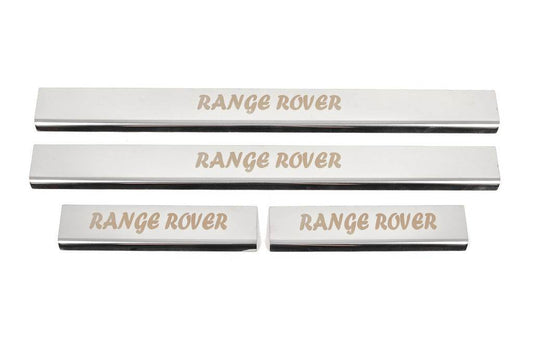 Threshold pads (Carmos, 4 pcs., stainless steel) for Range Rover III L322 2002-2012 - Reelken Auto