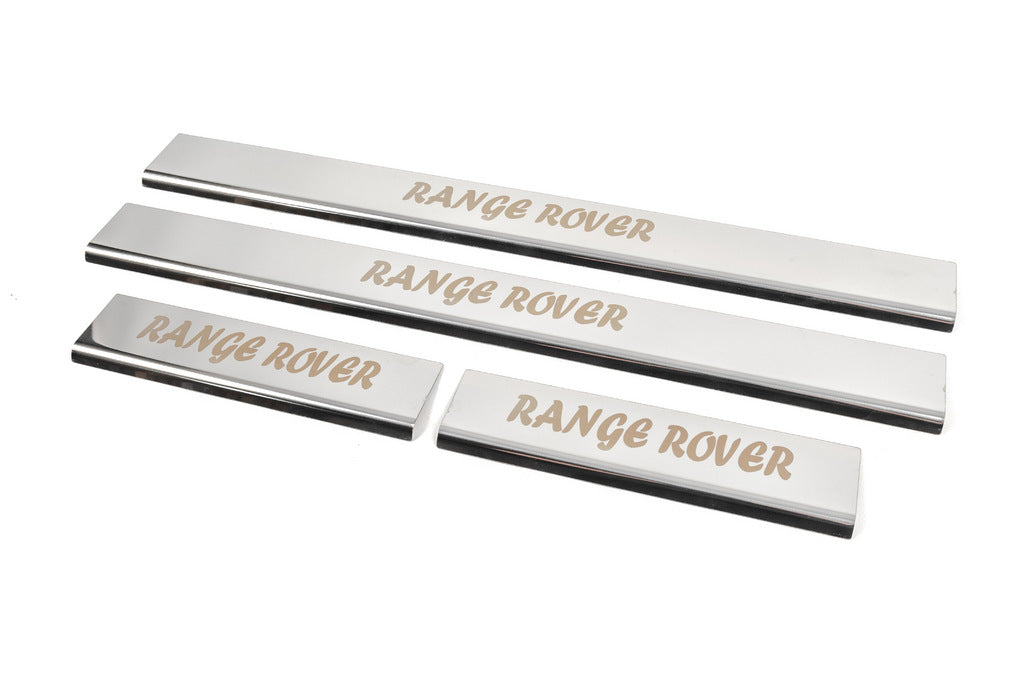 Threshold pads (Carmos, 4 pcs., stainless steel) for Range Rover III L322 2002-2012 - Reelken Auto