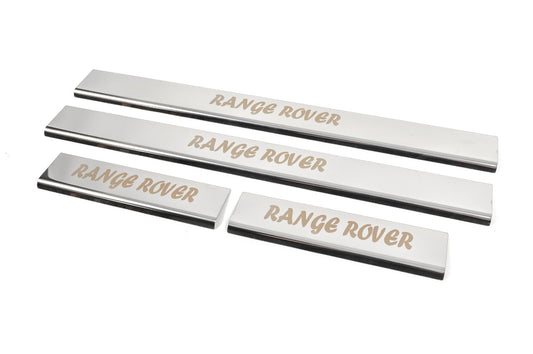 Threshold pads (Carmos, 4 pcs., stainless steel) for Range Rover III L322 2002-2012 - Reelken Auto