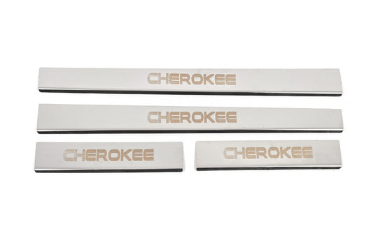 Door Sill Protectors Carmos V-2 (4 pcs, Stainless Steel) for Jeep Grand Cherokee WK 2004-2010 - image 1