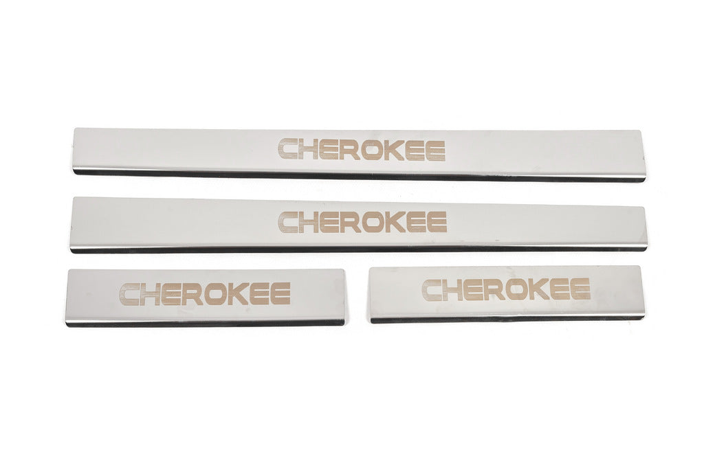 Door Sill Protectors Carmos V-2 (4 pcs, Stainless Steel) for Jeep Grand Cherokee WK 2004-2010 - image 1