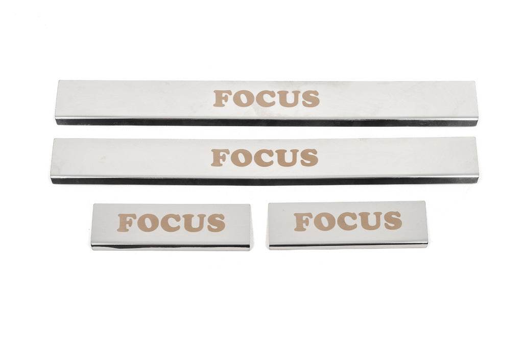 Carmos sill plates (4 pcs., stainless steel) for Ford Focus IV 2018↗ year - Reelken Auto