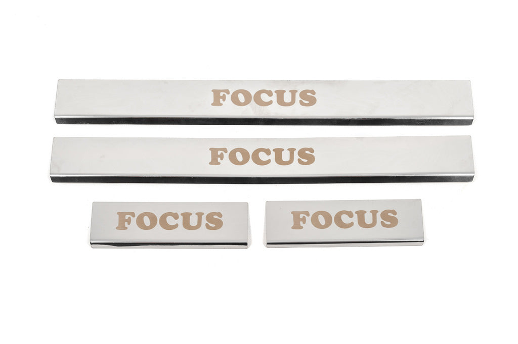 Stainless Steel Door Sill Protectors Carmos (4 pcs) for Ford Focus IV 2018- - image 1