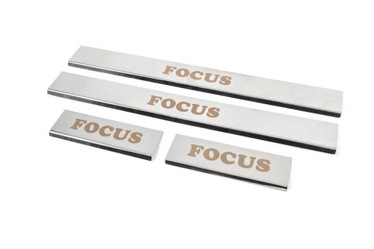 Carmos sill plates (4 pcs., stainless steel) for Ford Focus IV 2018↗ year - Reelken Auto
