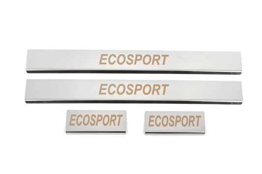 Carmos Door Sill Protectors (4 pcs, Stainless Steel) for Ford Ecosport 2013-2022 - image 1