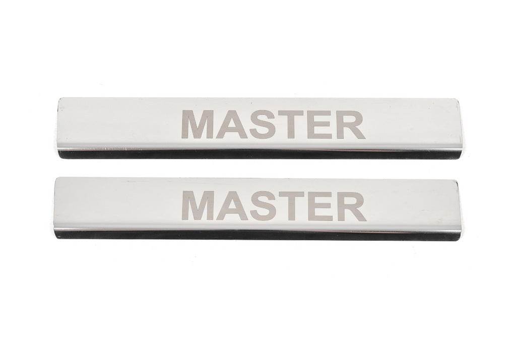 Overlays on door sills V4 (2 pcs., stainless steel) for Renault Master 2011-2023 - Reelken Auto