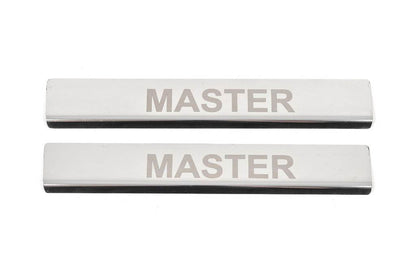 Overlays on door sills V4 (2 pcs., stainless steel) for Renault Master 2011-2023 - Reelken Auto
