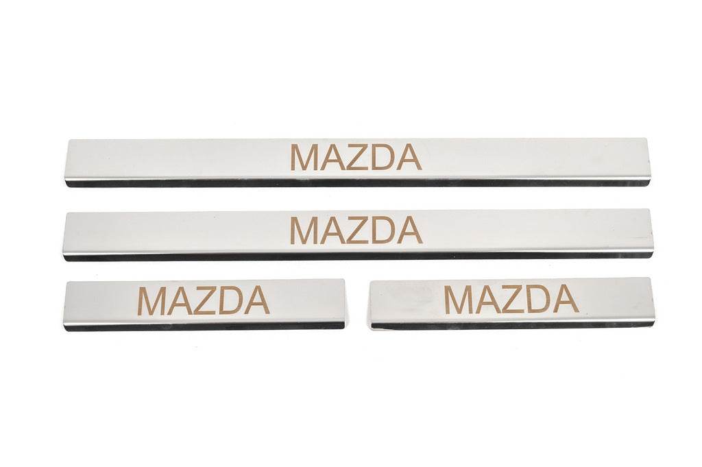 Carmos sill plate (4 pcs., stainless steel) V-3 for Mazda 6 2008-2012 - Reelken Auto