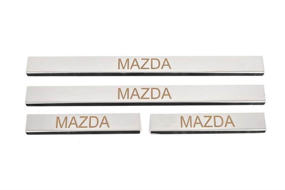 Door Sill Cover Carmos (4 pcs, Stainless Steel) V-3 for Mazda 2 2007-2014 - image 1