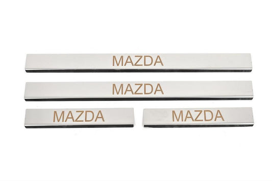 Door Sill Cover Carmos (4 pcs, Stainless Steel) V-3 for Mazda 2 2007-2014 - image 1