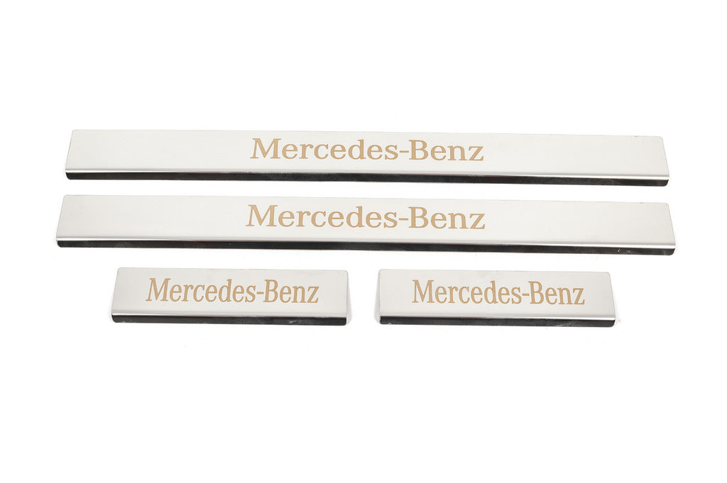 Carmos Door Sill Protectors (4 pcs, Stainless Steel) for Mercedes C-class W204 2007-2015 - image 1