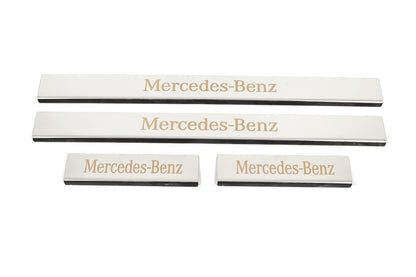 Carmos Door Sill Protectors (4 pcs, Stainless Steel) for Mercedes C-class W204 2007-2015 - image 1