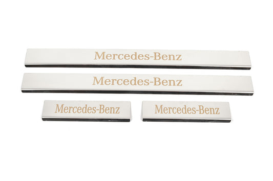 Carmos Door Sill Protectors (4 pcs, Stainless Steel) for Mercedes C-class W204 2007-2015 - image 1
