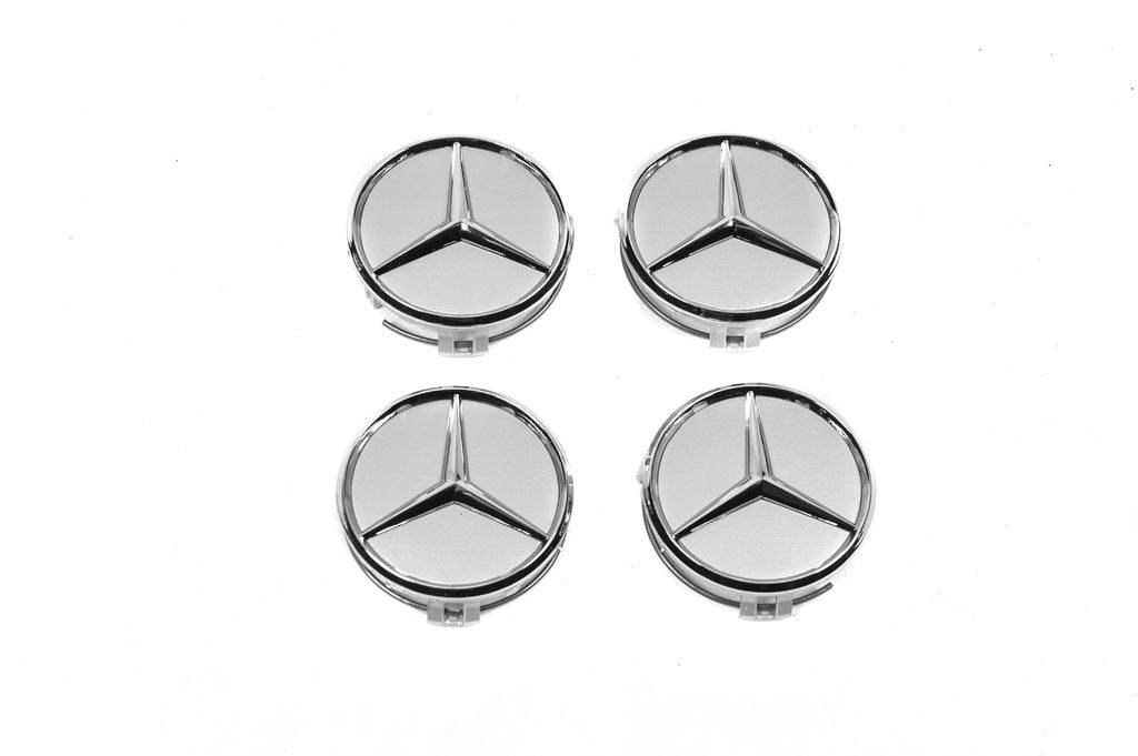 Wheel caps 70/75 mm with a ring (4 pcs., gray) for Mercedes - Reelken Auto