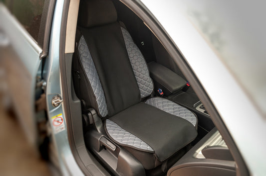 Car Seat Cover ECO and Fabric (1 pc, Grey with grey stitching + fabric) - image 1