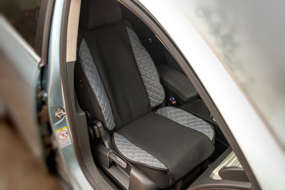 Car Seat Cover ECO and Fabric (1 pc, Grey with grey stitching + fabric) - image 2