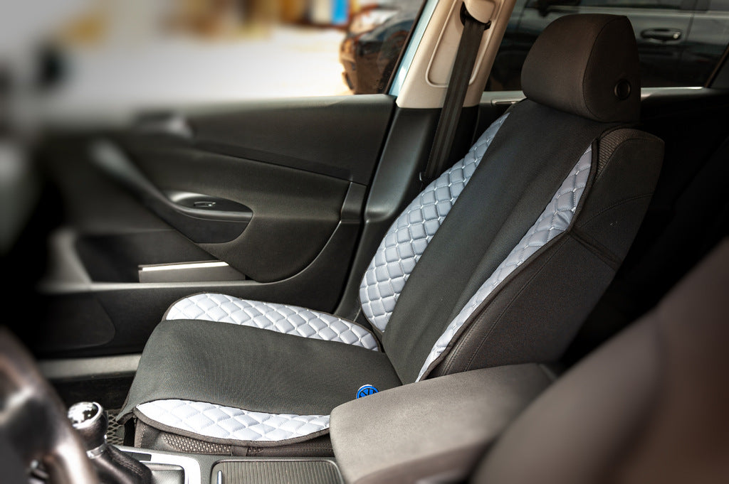 Car Seat Cover ECO and Fabric (1 pc, Grey with grey stitching + fabric) - image 3