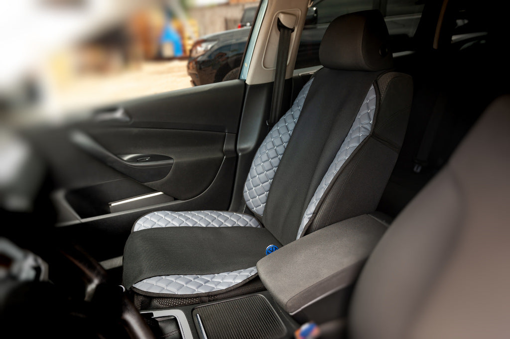 Car Seat Cover ECO and Fabric (1 pc, Grey with grey stitching + fabric) - image 4