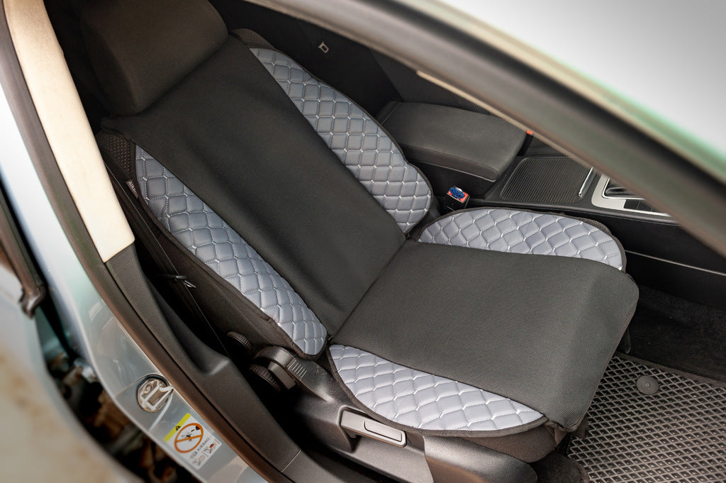 Car Seat Cover ECO and Fabric (1 pc, Grey with grey stitching + fabric) - image 5