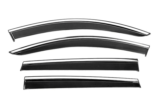 Window Deflectors with Chrome Trim Niken Luxury (4 pcs) for Hyundai Santa Fe 4 2018-2023 - image 1