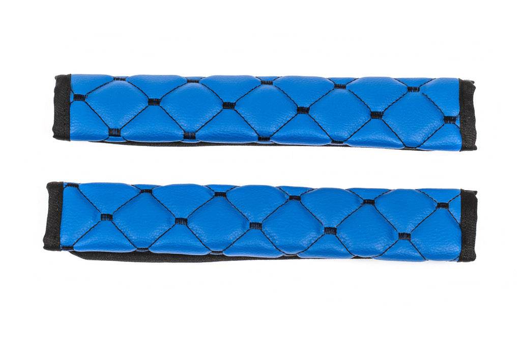 ECO seat belt cover (2 pcs, Blue with black thread) - Reelken Auto