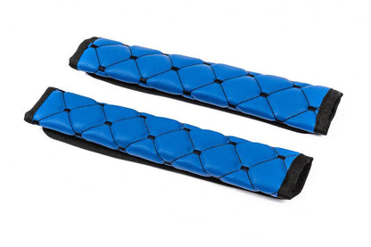 ECO seat belt cover (2 pcs, Blue with black thread) - Reelken Auto