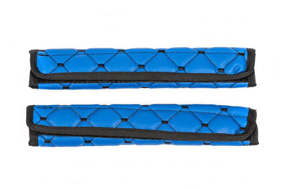 ECO seat belt cover (2 pcs, Blue with black thread) - Reelken Auto