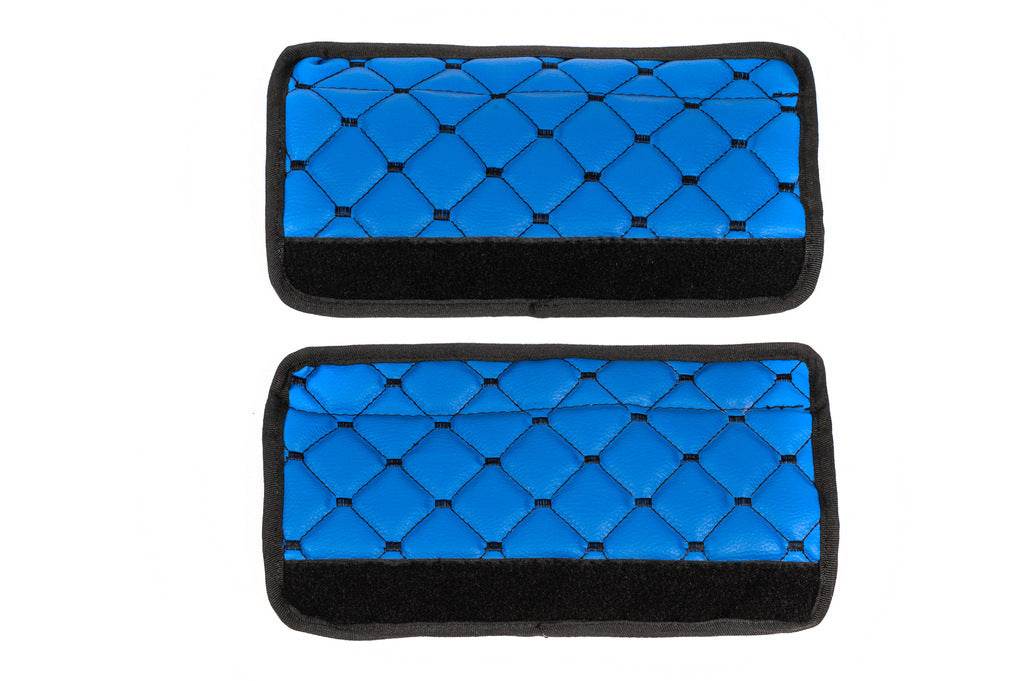 ECO seat belt cover (2 pcs, Blue with black thread) - Reelken Auto
