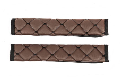 ECO seat belt cover (2 pcs, Brown with black thread) - Reelken Auto