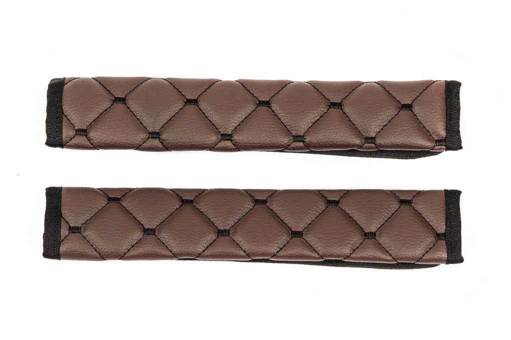 Seat Belt Pads ECO (2 pcs, Brown with Black Stitching) - image 3