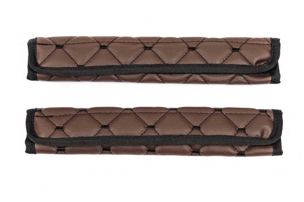 ECO seat belt cover (2 pcs, Brown with black thread) - Reelken Auto