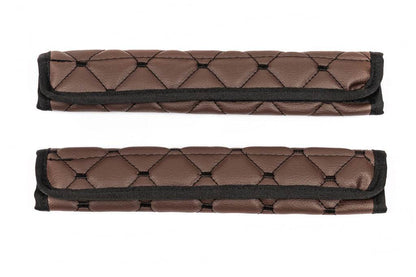 ECO seat belt cover (2 pcs, Brown with black thread) - Reelken Auto