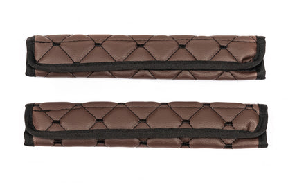 Seat Belt Pads ECO (2 pcs, Brown with Black Stitching) - image 5