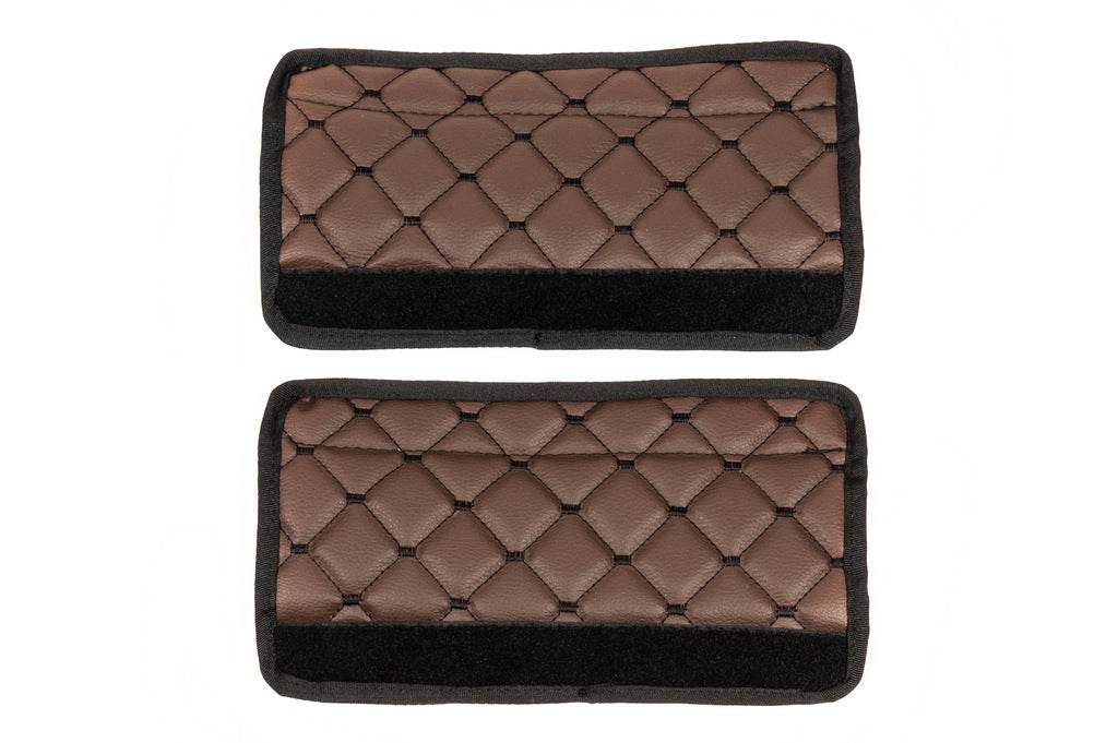 ECO seat belt cover (2 pcs, Brown with black thread) - Reelken Auto