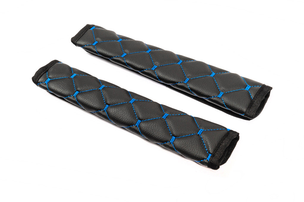 Seat Belt Pads ECO (2 pcs, Black with Blue Stitching) - image 3