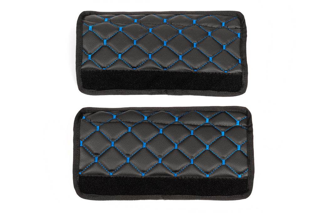 ECO seat belt cover (2 pcs, Black with blue thread) - Reelken Auto
