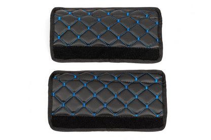 ECO seat belt cover (2 pcs, Black with blue thread) - Reelken Auto