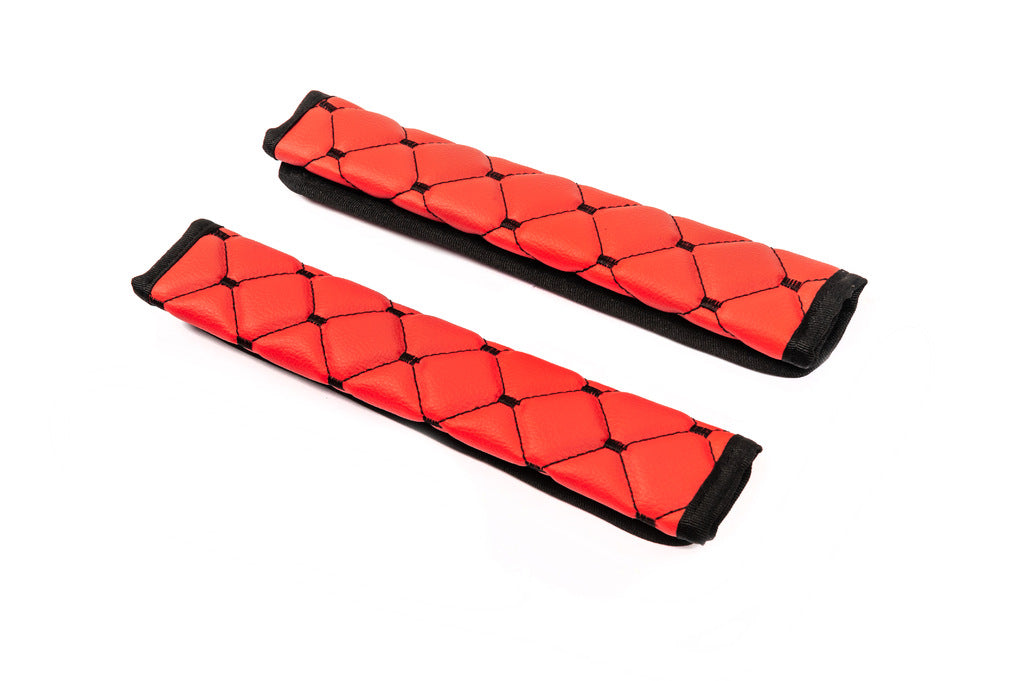 Seat Belt Pads ECO (2 pcs, Red with Black Stitching) - image 4