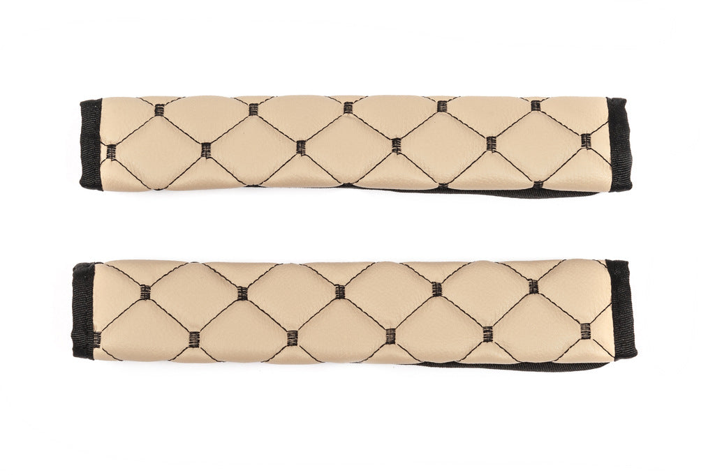 Seat Belt Pads ECO (2 pcs, Beige with Black Stitching) - image 5