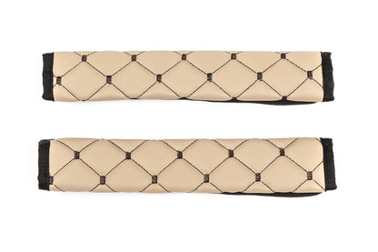 Seat Belt Pads ECO (2 pcs, Beige with Black Stitching) - image 5