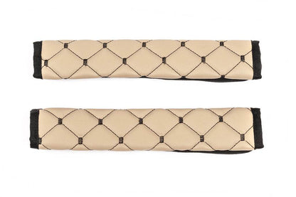 ECO seat belt cover (2 pcs, Beige with black thread) - Reelken Auto