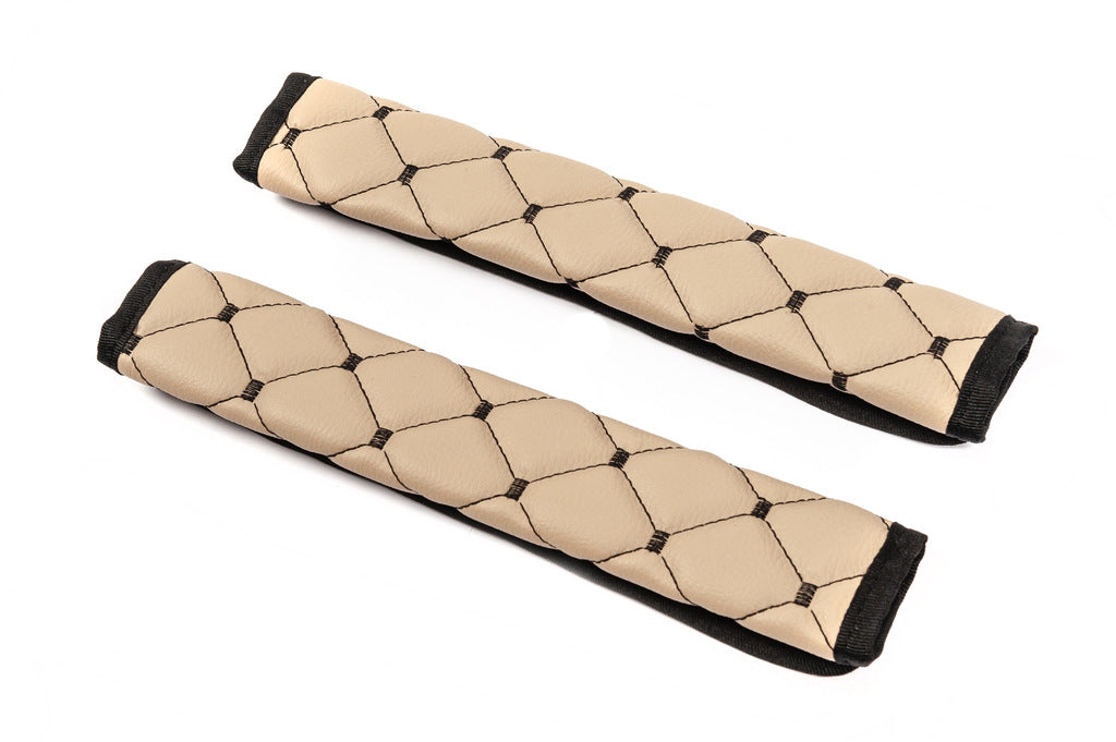 Seat Belt Pads ECO (2 pcs, Beige with Black Stitching) - image 3