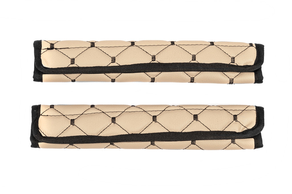 Seat Belt Pads ECO (2 pcs, Beige with Black Stitching) - image 4