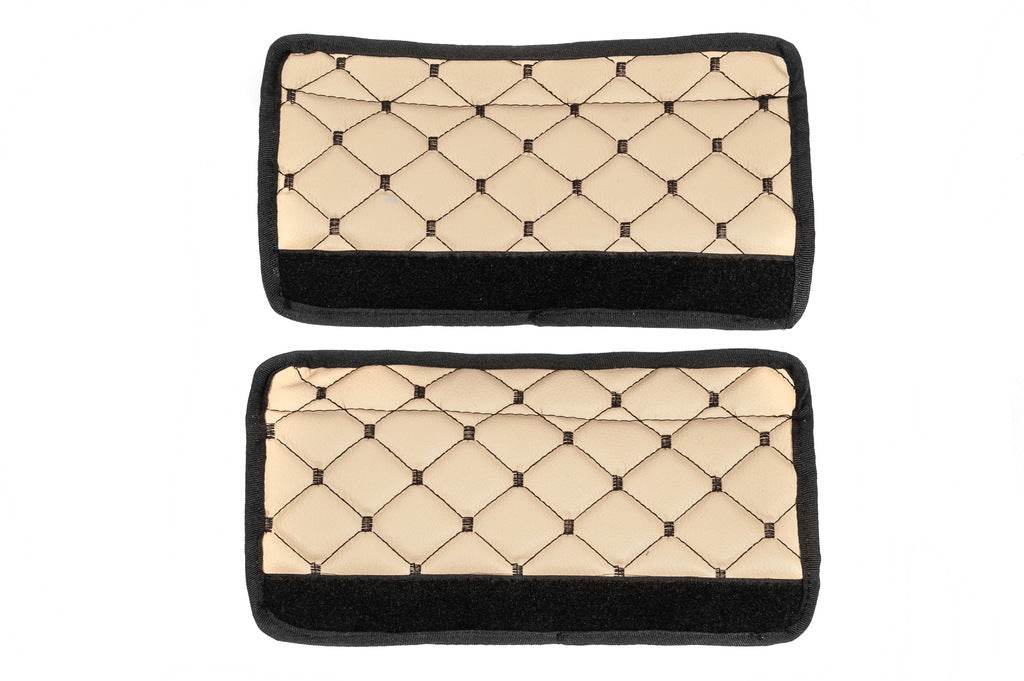 ECO seat belt cover (2 pcs, Beige with black thread) - Reelken Auto