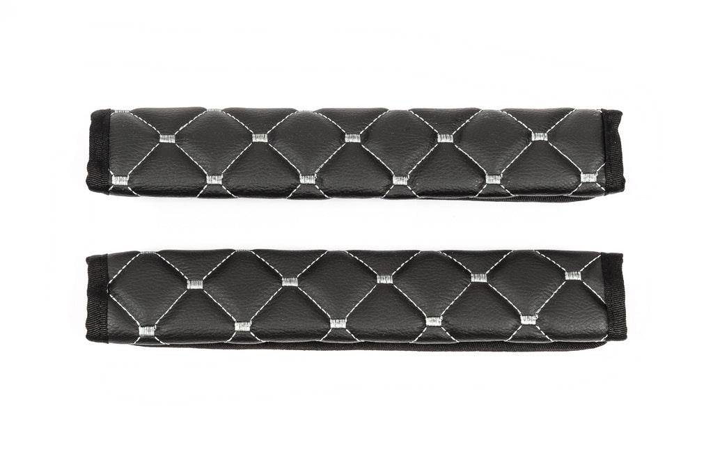 ECO seat belt cover (2 pcs, Black with gray thread) - Reelken Auto