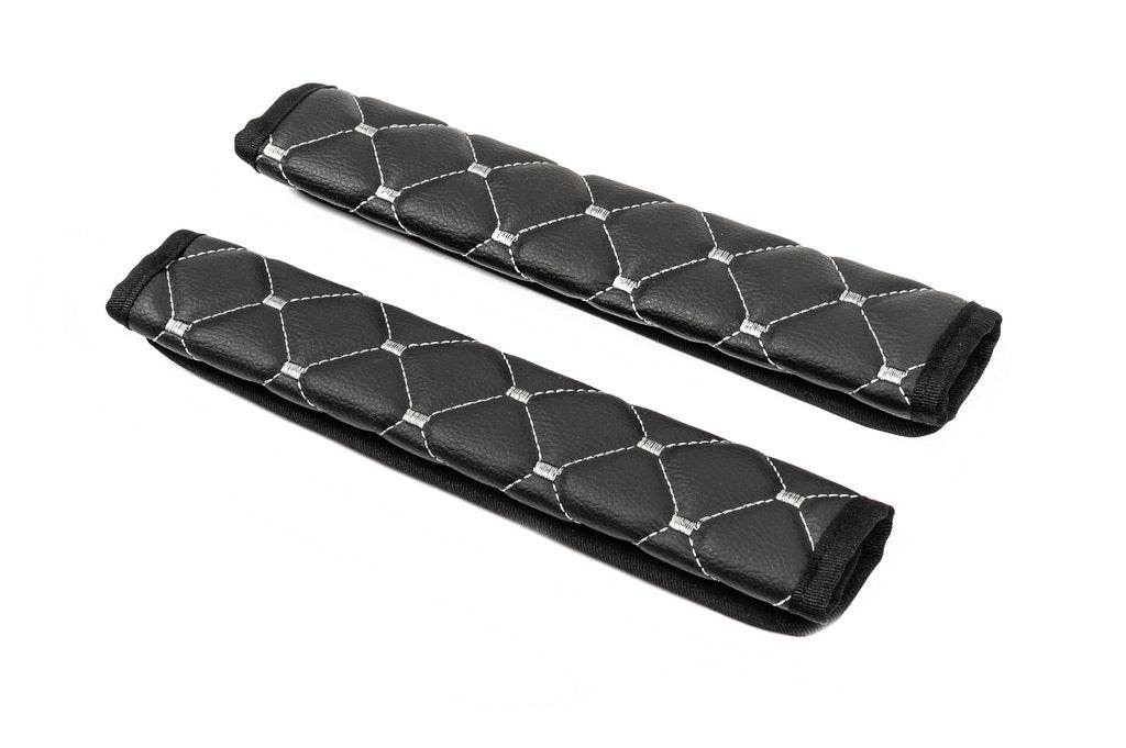 ECO seat belt cover (2 pcs, Black with gray thread) - Reelken Auto