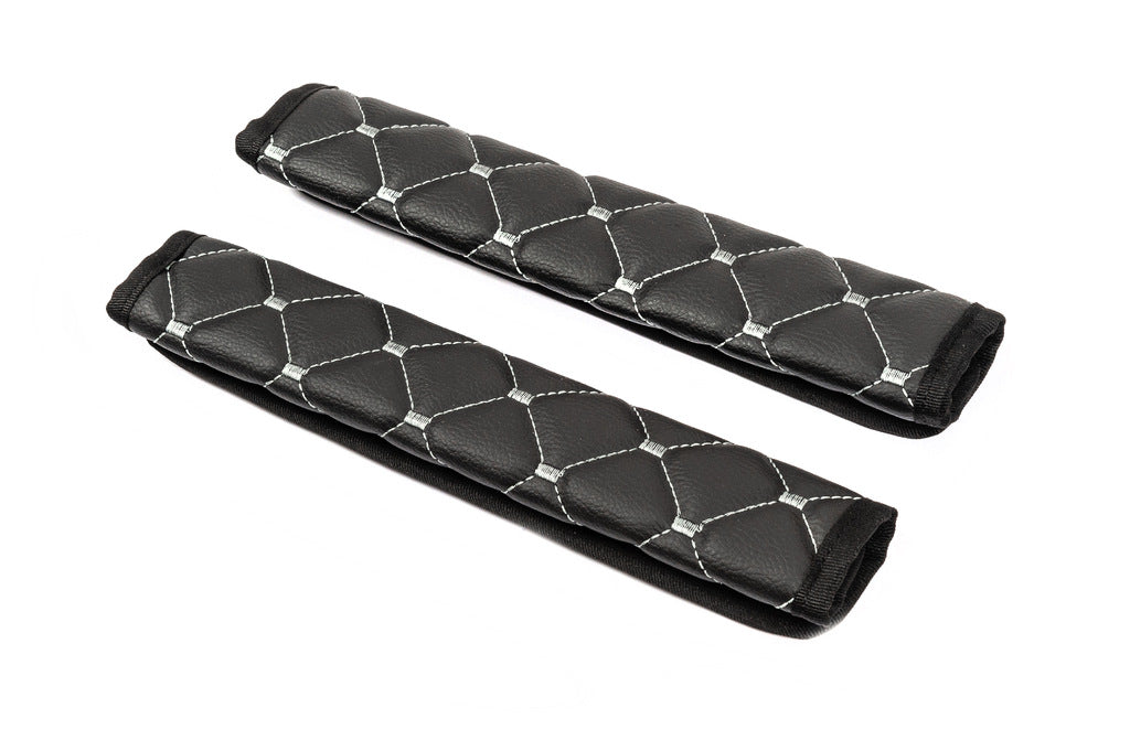 Seat Belt Pads ECO (2 pcs, Black with Grey Stitching) - image 3