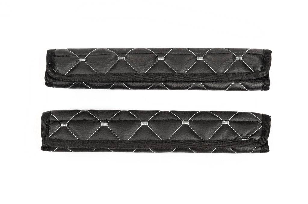 ECO seat belt cover (2 pcs, Black with gray thread) - Reelken Auto