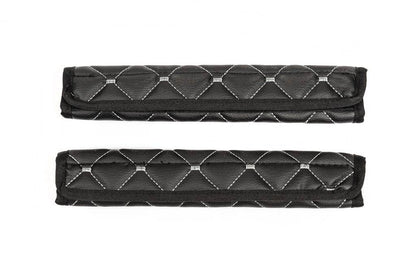ECO seat belt cover (2 pcs, Black with gray thread) - Reelken Auto